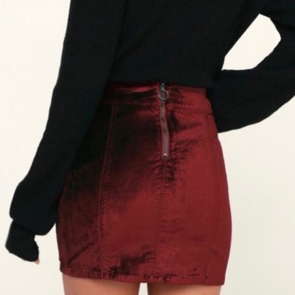 Free People Retro Velvet High Waist Mini Skirt 28 6 Burgundy Romantic Whimsigoth - Picture 14 of 14